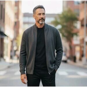 Royal Robbins Merino Wool Cardigan Sweater Full Zip Sz XXL Charcoal Grey Preppy